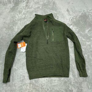 Bass Outdoor Green Knit Pullover Sweater With Quarter-Zip  S NWT 6237